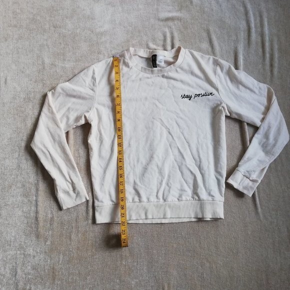H&M Stay Positive Off White Sweatshirt Size Small - Picture 5 of 7